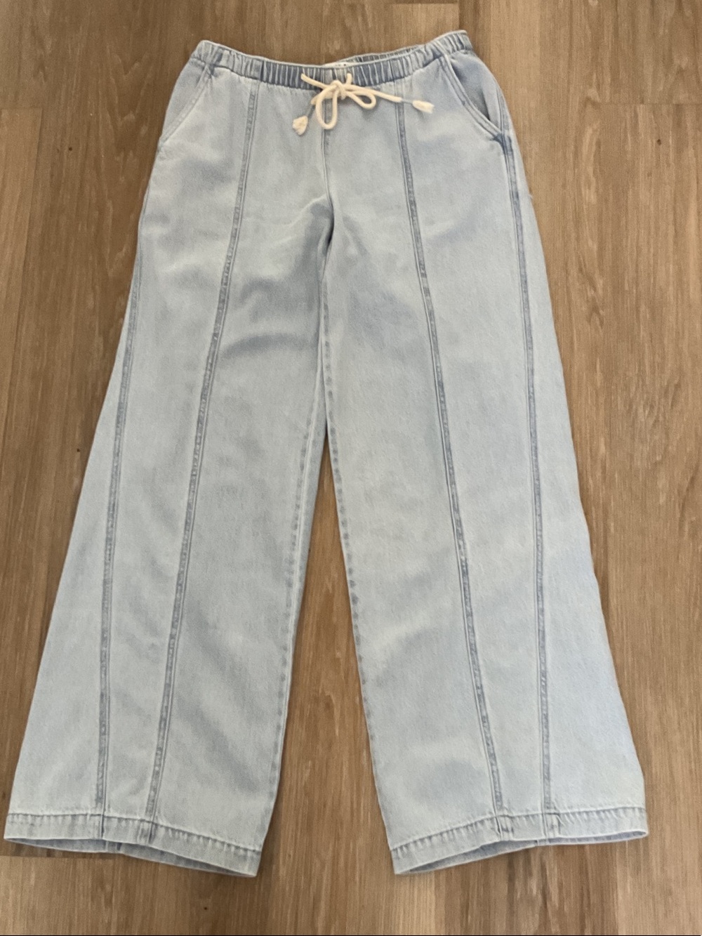 Celebrity Pink Light Blue Wide-Leg Jeans with Drawstring